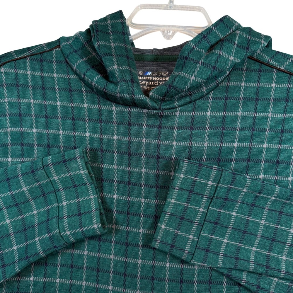 Vineyard Vines OTG Bluffs Hoodie Men Medium Green Plaid Performance Pullover